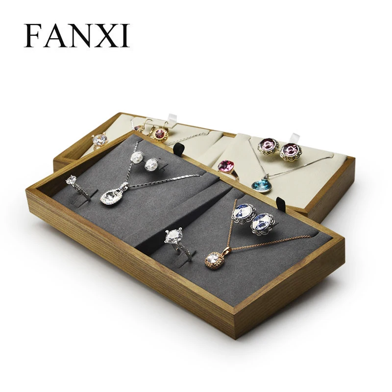 FANXI Jewelry Display Solid Wood Jewelry Tray Necklace Bracelet Ring Display Tray Stand Jewelry Organizer Tray for Showcase
FANXI Jewelry Display Solid Wood Jewelry Tray Necklace Bracelet Ring Display Tray Stand Jewelry Organizer Tray for Showcase