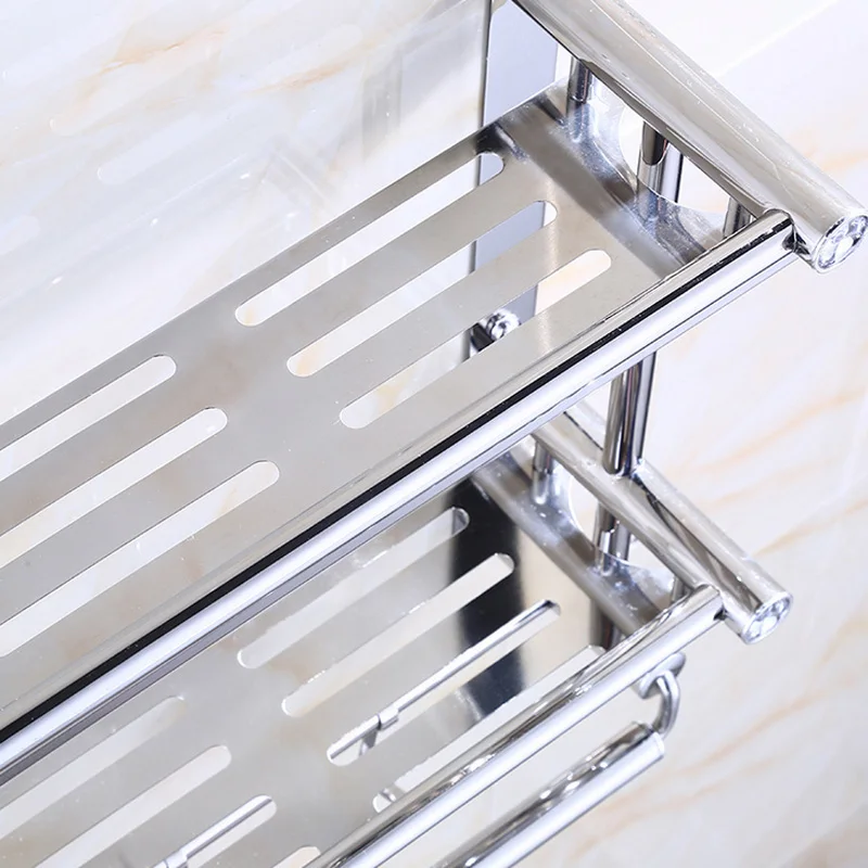 Stainless Steel Bathroom Shampoo Shelf Show Room Makeup Storage Kitchen Storage Organizer With Hooks Towel Rack 2 layer
Stainless Steel Bathroom Shampoo Shelf Show Room Makeup Storage Kitchen Storage Organizer With Hooks Towel Rack 2 layer