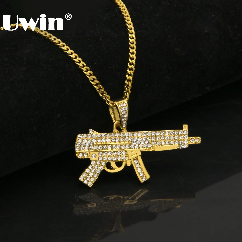 Мужские ювелирные изделия в стиле хип хоп снайперская винтовка ожерелье золотой