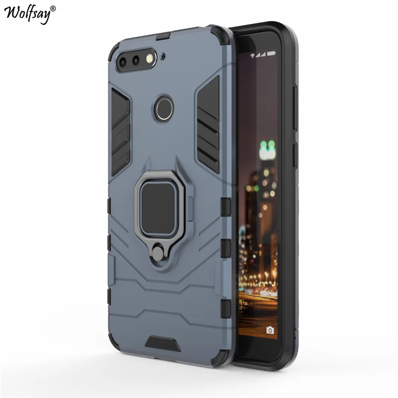 

Wolfsay for Huawei Y6 2018 Case, Y6 Prime 2018 Car Holder Armor Cases Hard PC & Soft Silicone Cover for Huawei Y6 2018 ATU-L21