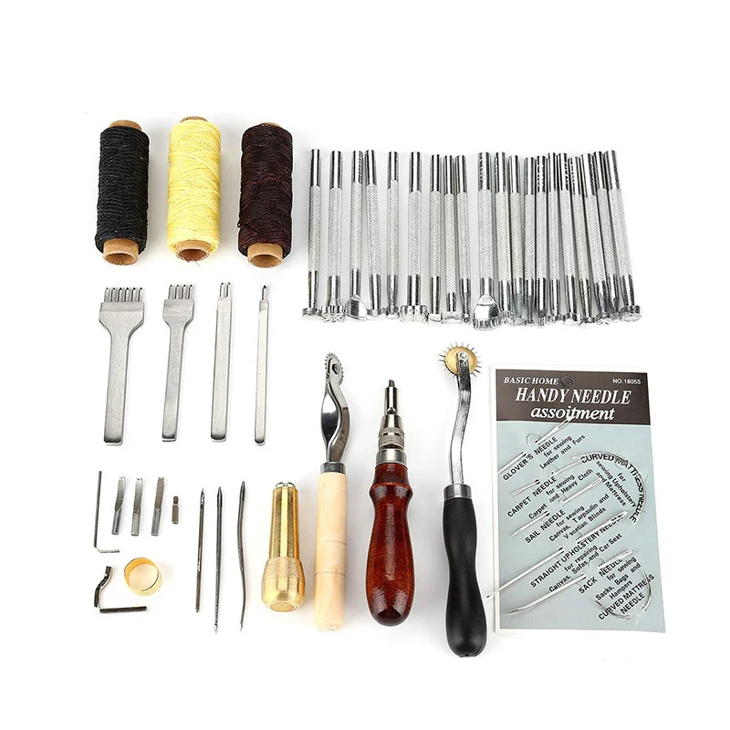 48pcs leather craft Kit Hand Tools for Hand Sewing Stitching, Stamping Set and Saddle Making Awl Edge Creaser Canvas
48pcs leather craft Kit Hand Tools for Hand Sewing Stitching, Stamping Set and Saddle Making Awl Edge Creaser Canvas