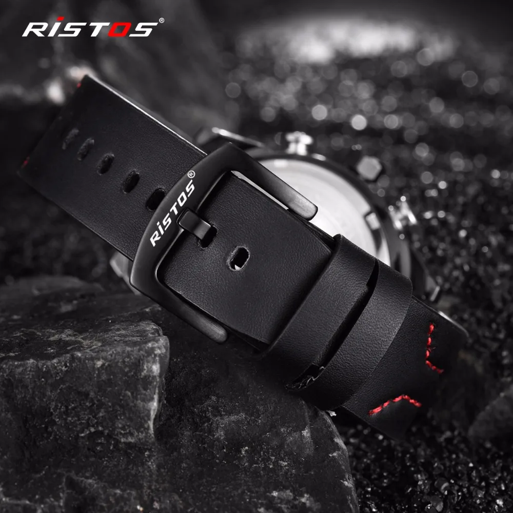 RISTOS мужские спортивные часы аналоговые наручные многофункциональные с