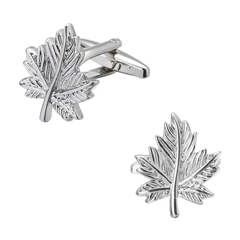 HYX Luxury Fashion cufflinks for mens Brand cuff buttons links High Quality Silvery Maple Leaf abotoaduras Jewelry | Украшения и