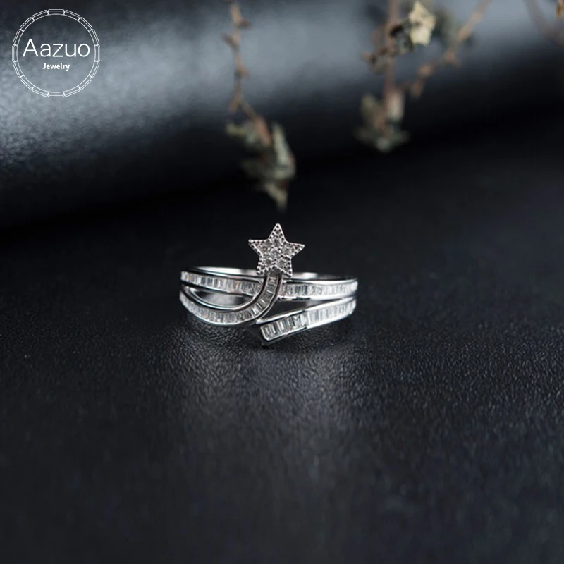 Aazuo 100% 18K White Gold Real Staircase Diamond Fashion Star Ring Gift for Woman Propose Engagement Christmas Gift Au750
Aazuo 100% 18K White Gold Real Staircase Diamond Fashion Star Ring Gift for Woman Propose Engagement Christmas Gift Au750