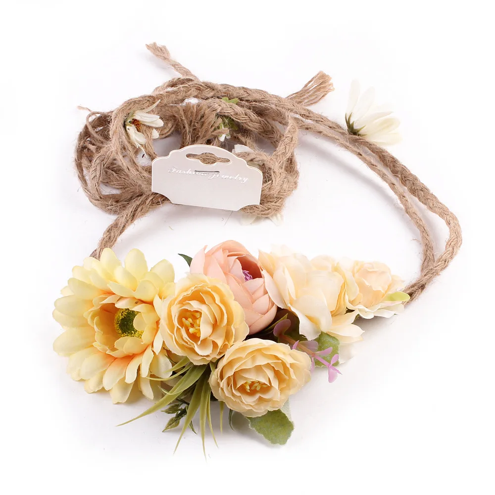 1PC Women Beauty Rose Flower bohemian Headbands Wreath Wedding Floral Garland Hemp Rope Hair Bands For Women Hair Accessories
1PC Women Beauty Rose Flower bohemian Headbands Wreath Wedding Floral Garland Hemp Rope Hair Bands For Women Hair Accessories