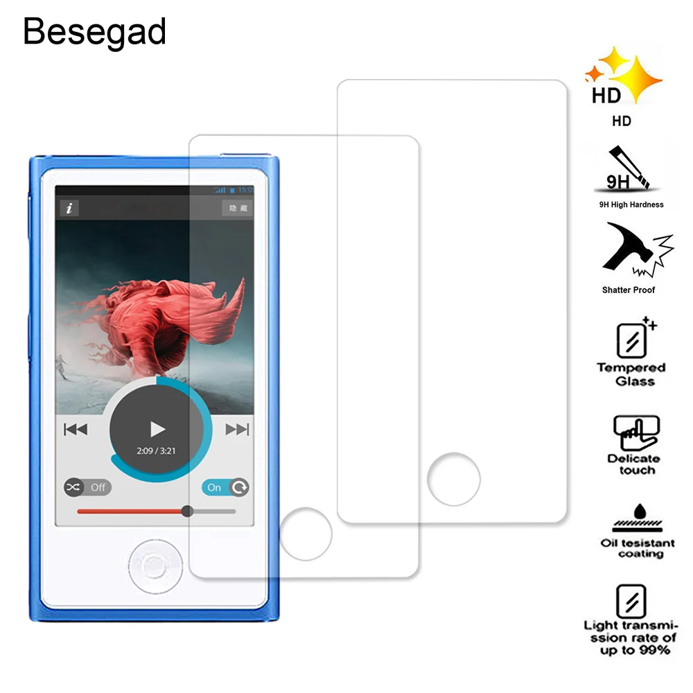 Besegad 2 шт. ультратонкое закаленное стекло 2.5D для защиты экрана от царапин пленка