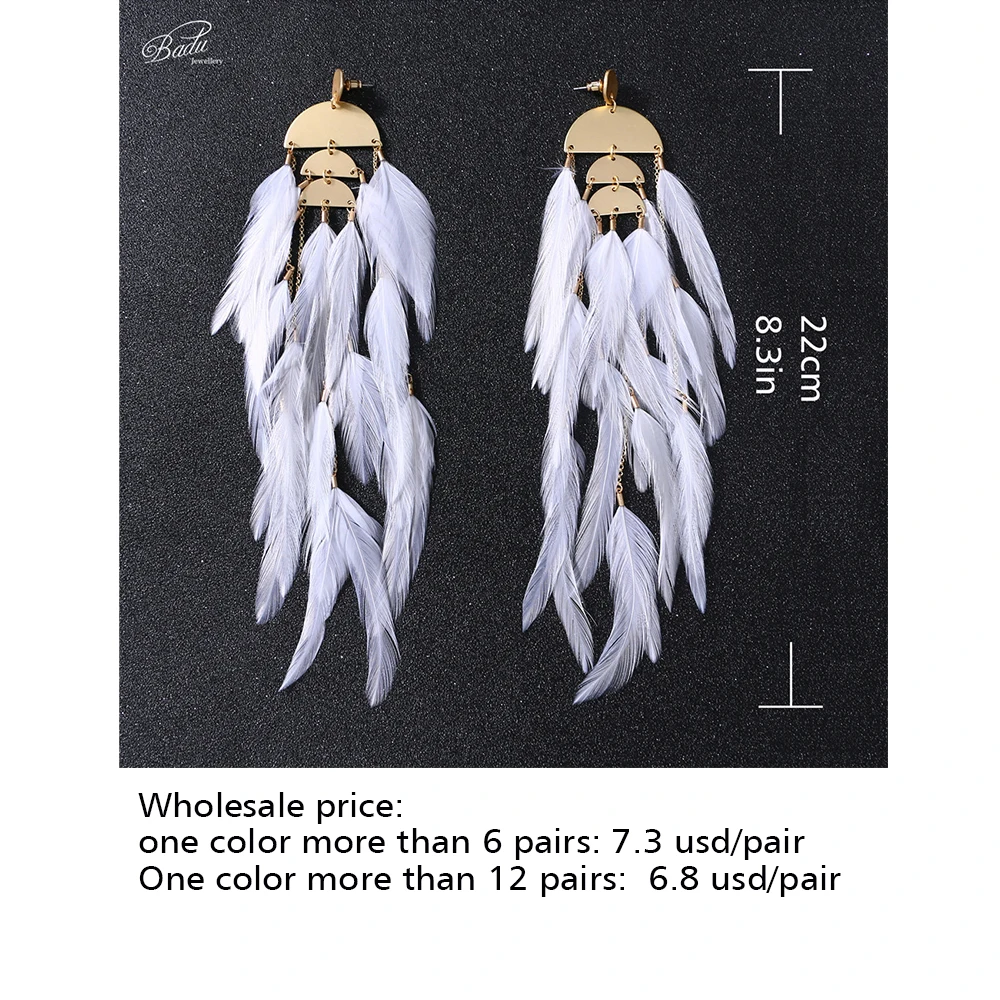 Badu White Feather Earring Long Ostrich Feather Earrings Golden Alloy Vintage Dangle Fashion Jewelry Gift for Women
Badu White Feather Earring Long Ostrich Feather Earrings Golden Alloy Vintage Dangle Fashion Jewelry Gift for Women