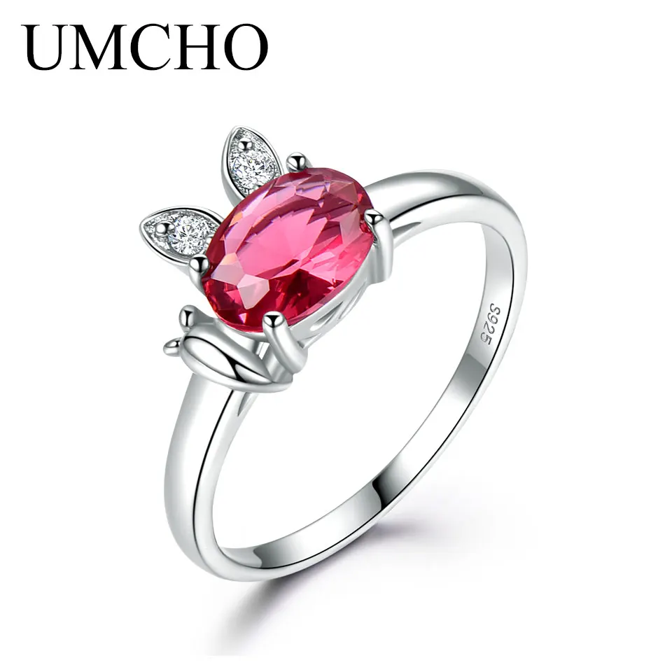 UMCHO Created Ruby Genuine 925 Sterling Silver Ring for Women Red Gemstone Engagement Vintage Wedding Bands Cute Rabbit Jewelry
UMCHO Created Ruby Genuine 925 Sterling Silver Ring for Women Red Gemstone Engagement Vintage Wedding Bands Cute Rabbit Jewelry