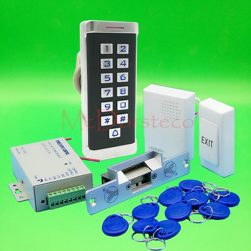 DIY Full Waterproof 125khz Rfid Access Control System Kit + NO or NC Electric Strike Lock + Power Supply Metal Keypad Door Lock
DIY Full Waterproof 125khz Rfid Access Control System Kit + NO or NC Electric Strike Lock + Power Supply Metal Keypad Door Lock