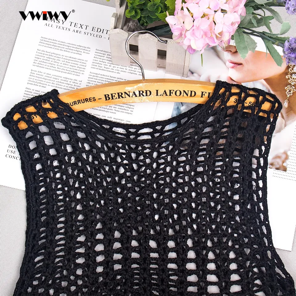 VWIWV Sexy Beach Dresses Fishnet Mesh Hand crochet High Side Split Sleeveless Hollow out Beach Wear Maxi Bodycon Dresses
VWIWV Sexy Beach Dresses Fishnet Mesh Hand crochet High Side Split Sleeveless Hollow out Beach Wear Maxi Bodycon Dresses