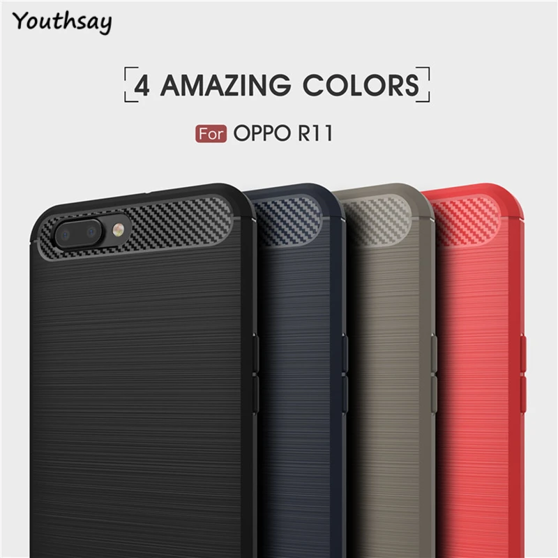Youthsay For Fundas Oppo R11 Case Soft TPU Carbon Fiber Phone Cover Coque 5.5 inch | Мобильные телефоны и аксессуары