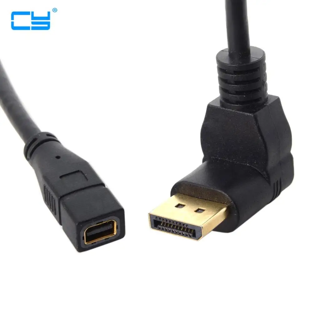 Вниз угловой DP DisplayPort 90 градусов к Мини Женский кабель для дисплеев мониторов |