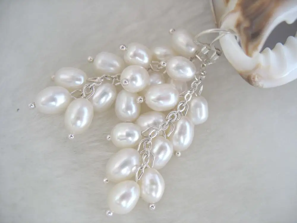 

freshwater pearl black /white/pink /purple rice hook earrings wholesale beads nature FPPJ woman 2017