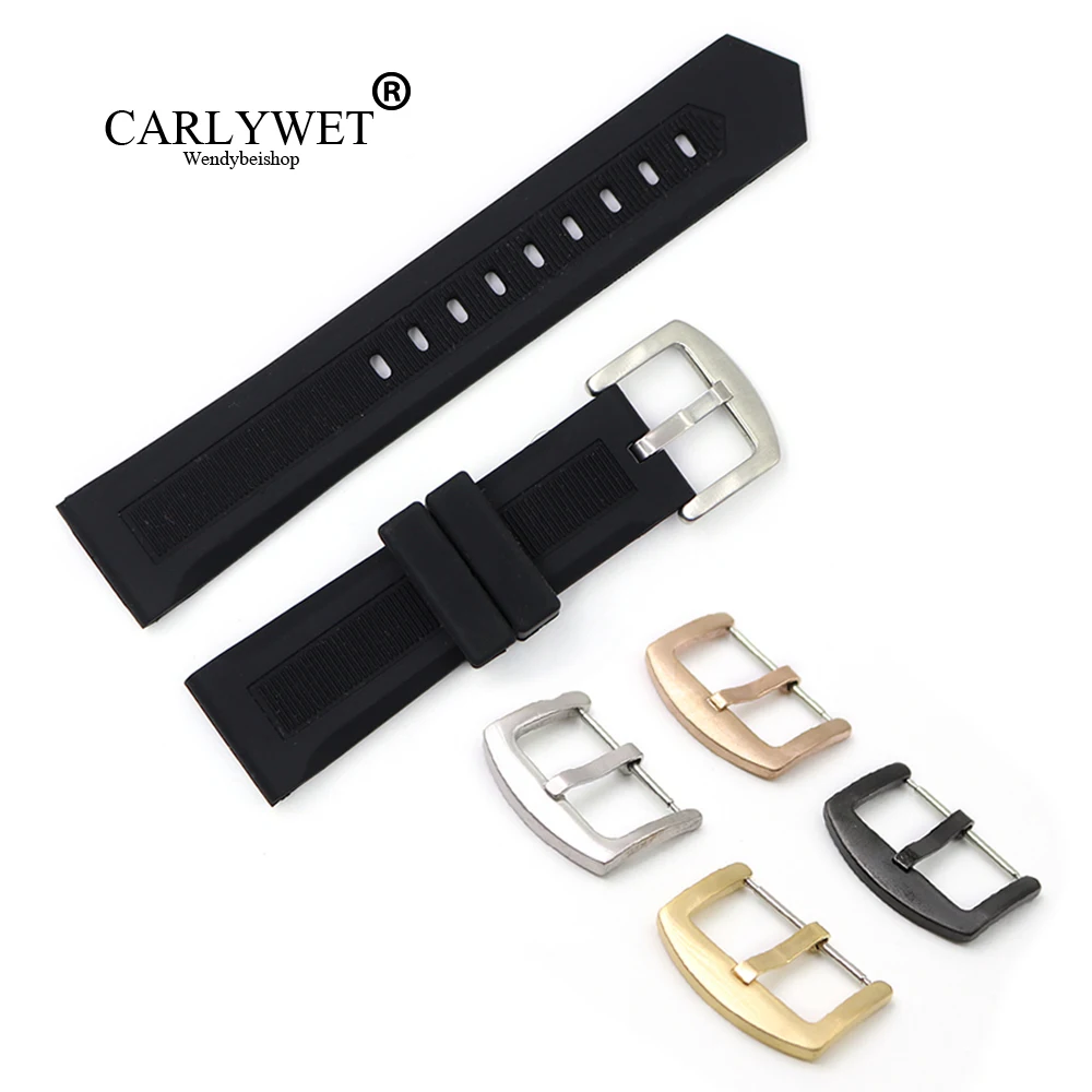 CARLYWET 20 22mm Black Silicone Rubber Straight End Watch Band Strap Belt With Silver Color Pin Buckle
CARLYWET 20 22mm Black Silicone Rubber Straight End Watch Band Strap Belt With Silver Color Pin Buckle