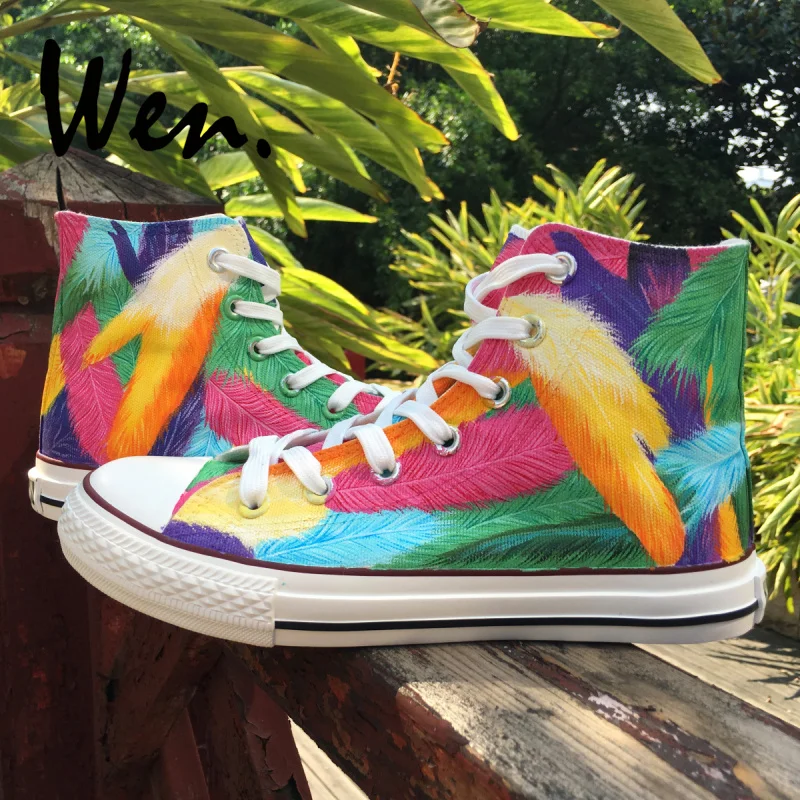 Wen Original Design Hand Painted Athletic Shoes Bright Colourful Feathers Custom High Top Men Women Canvas Style Sneakers
Wen Original Design Hand Painted Athletic Shoes Bright Colourful Feathers Custom High Top Men Women Canvas Style Sneakers