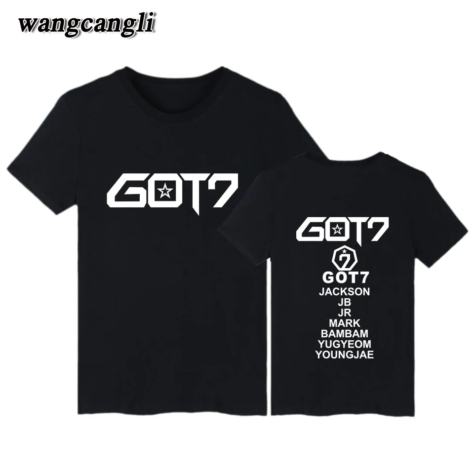 GOT7 Новинка 2017 года стильное платье летняя хлопковая Футболка с короткий рукав