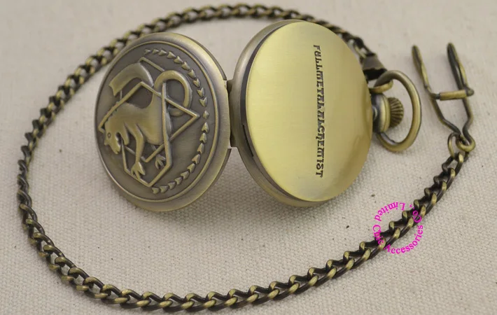 

Fullmetal Alchemist Pocket Watch necklace men Cosplay Edward Elric with Chain Anime Boys Gift New bronze color man watches hot