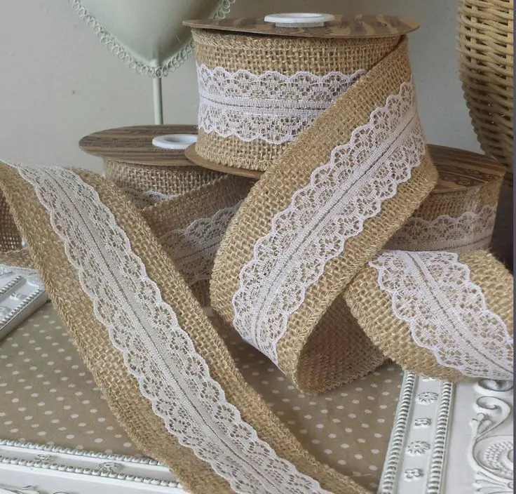 2M/roll Natural Jute Burlap Hessian Ribbon with Lace Trims Tape Rustic Wedding Decor wedding cake topper
2M/roll Natural Jute Burlap Hessian Ribbon with Lace Trims Tape Rustic Wedding Decor wedding cake topper