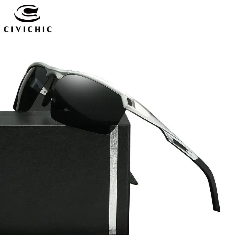 

CIVICHIC Semi-rimless Night Vision Goggles Al-Mg Polarized Sunglasses Outdoor Oculos De Sol Driving Glasses Hipster Eyewear E175