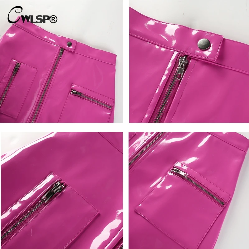 CWLSP New Pink PU Leather Skirts Summer Sexy Skirts For Women Slim Split Zipper With Metal Button Mini Skirt QZ2579
CWLSP New Pink PU Leather Skirts Summer Sexy Skirts For Women Slim Split Zipper With Metal Button Mini Skirt QZ2579
