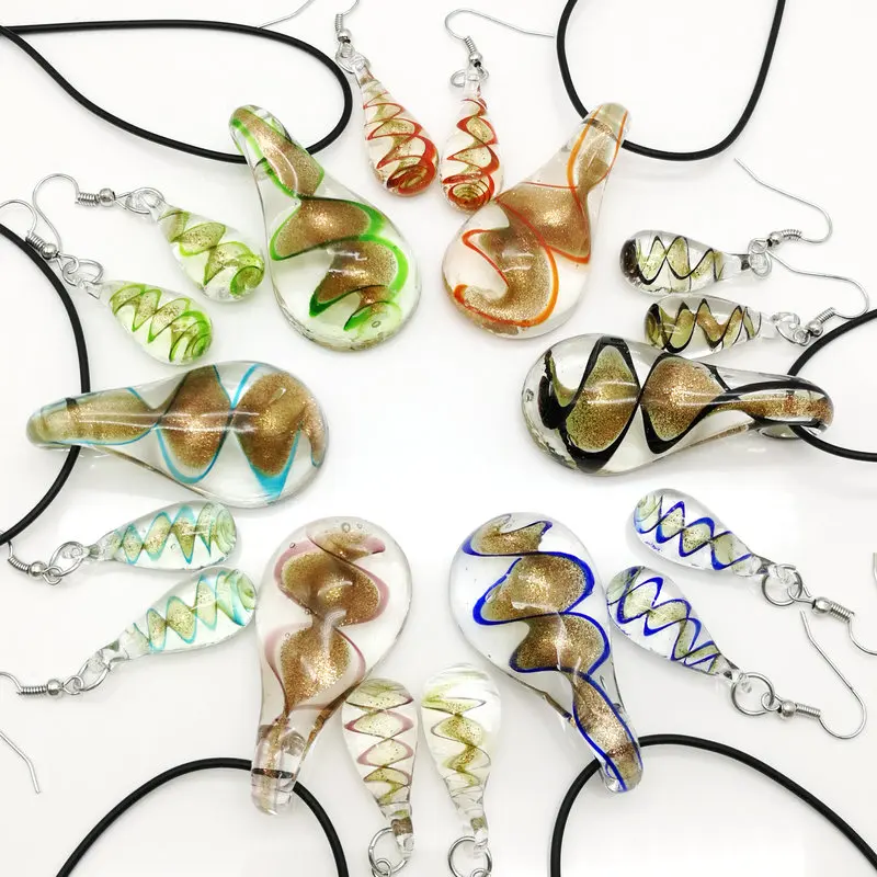 3 sets of drop-shaped multicolor Murano lighting glass necklace earrings jewelry set, fashion jewelry set
3 sets of drop-shaped multicolor Murano lighting glass necklace earrings jewelry set, fashion jewelry set