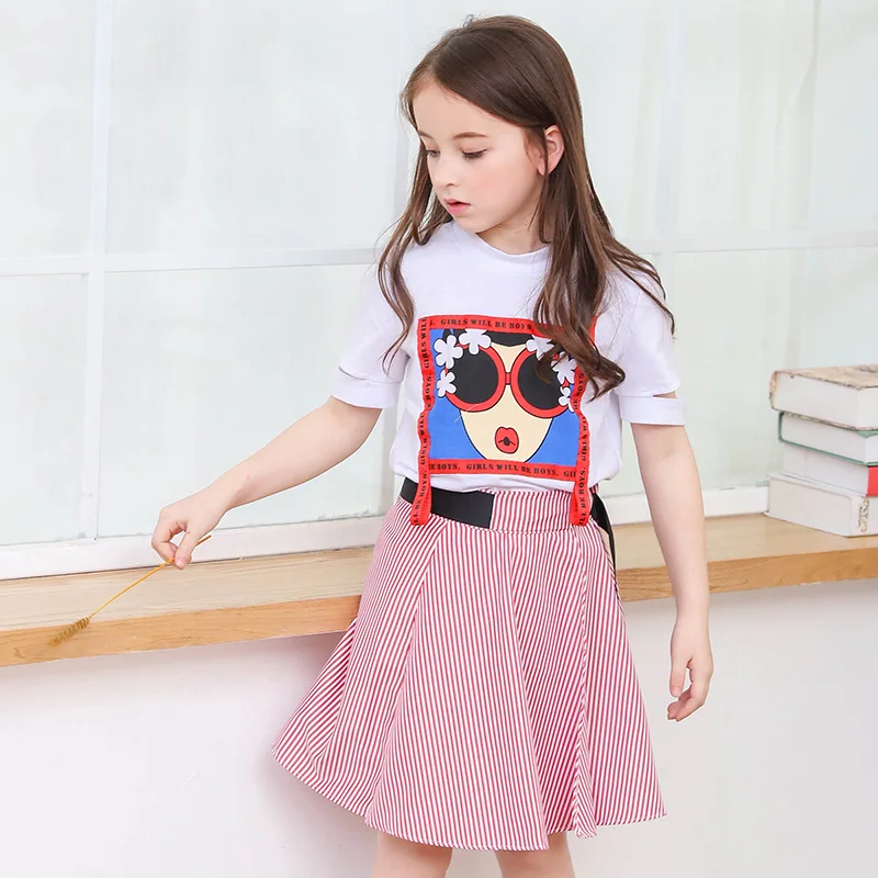 Louisdog 2018 Girl Skirts Set Summer Children's Suit T Shirt+Striped Skirt Two Pieces Teen Girls Clothing Sets for 6-15Yrs Child
Louisdog 2018 Girl Skirts Set Summer Children's Suit T Shirt+Striped Skirt Two Pieces Teen Girls Clothing Sets for 6-15Yrs Child