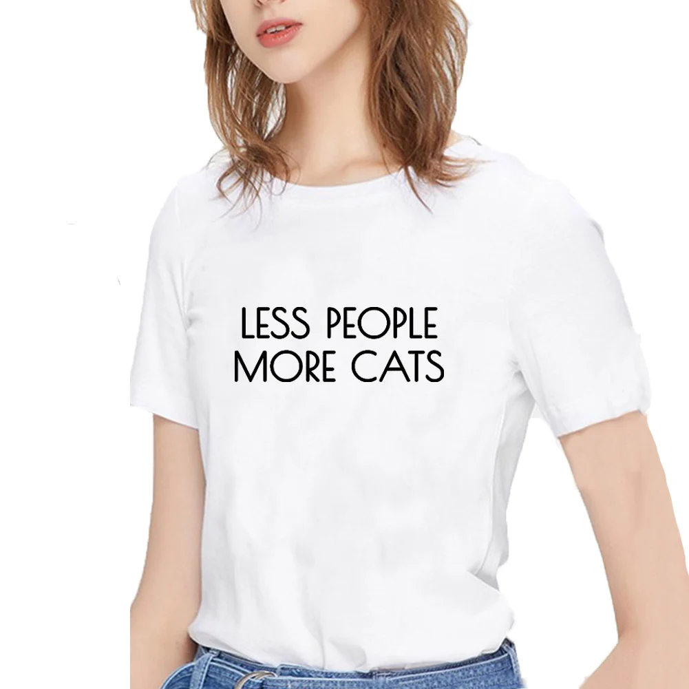 Less People More Cats Printed Tshirt Women Short Sleeve Black White Cotton Tee Shirt Femme Casual Loose Ladies Tops Dropshipping
Less People More Cats Printed Tshirt Women Short Sleeve Black White Cotton Tee Shirt Femme Casual Loose Ladies Tops Dropshipping