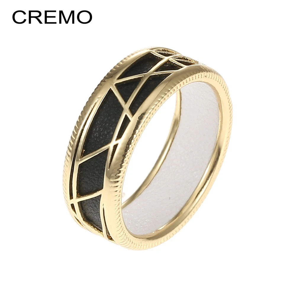 Cremo Geometry Gold Color Ring For Women Leather DIY Color Jewelry Original Patent Femme Finger Ring
Cremo Geometry Gold Color Ring For Women Leather DIY Color Jewelry Original Patent Femme Finger Ring