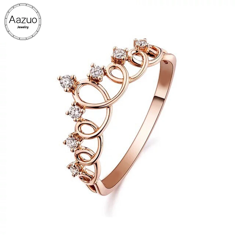 Aazuo 100% 18K Rose Gold Real Diamond IJ Si Mirco Paved Crown Ring for Woman Charm Jewelry Fashion Love Gift tiny thin Au750
Aazuo 100% 18K Rose Gold Real Diamond IJ Si Mirco Paved Crown Ring for Woman Charm Jewelry Fashion Love Gift tiny thin Au750