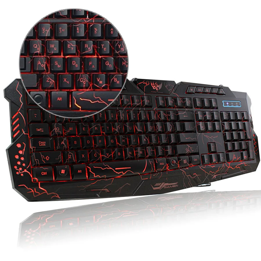Русский/Английский Gaming Keyboard 3 Подсветка режимы РОССИИ версия клавиатуры USB Powered 19