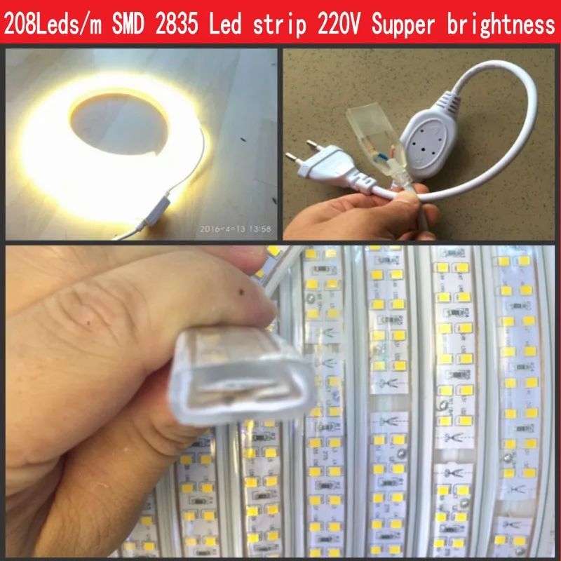 208Leds/m 220V LED Strip 2835 SMD Waterproof Double Row LED Tape Light White / Warm White Home Decoration Lighting Newest
208Leds/m 220V LED Strip 2835 SMD Waterproof Double Row LED Tape Light White / Warm White Home Decoration Lighting Newest