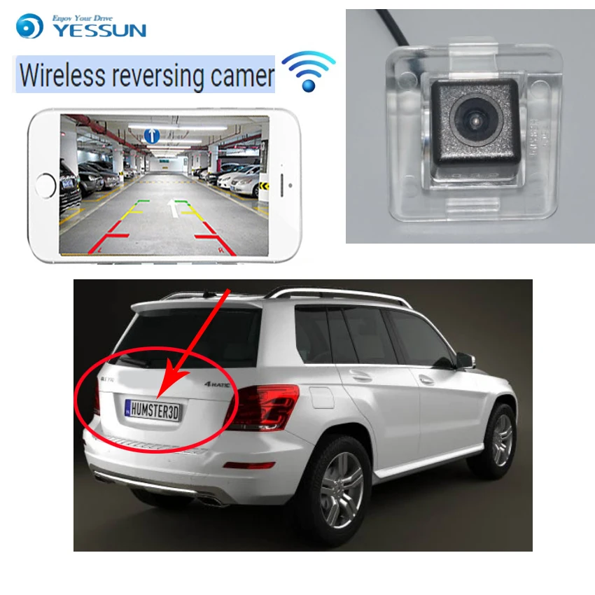 Камера заднего вида YESSUN для Mercedes Benz GLK Class X204 беспроводная с функцией ночного
