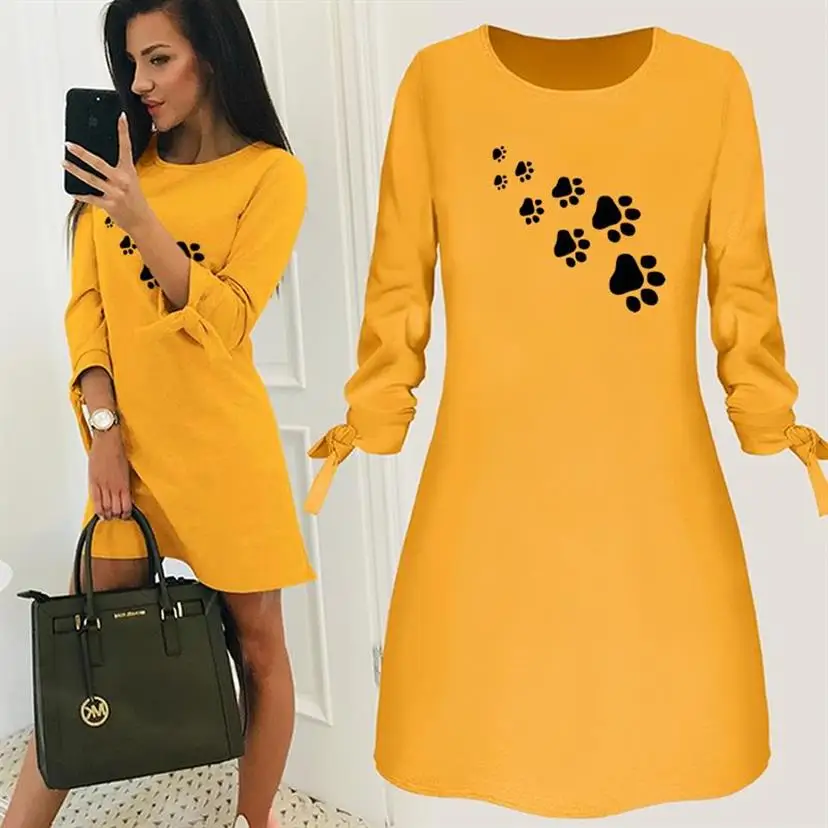 Dress Round Neck Solid Color Dress DOG PAW Animal Print Vintage Summer Women Clothing Ukraine Zanzea
Dress Round Neck Solid Color Dress DOG PAW Animal Print Vintage Summer Women Clothing Ukraine Zanzea