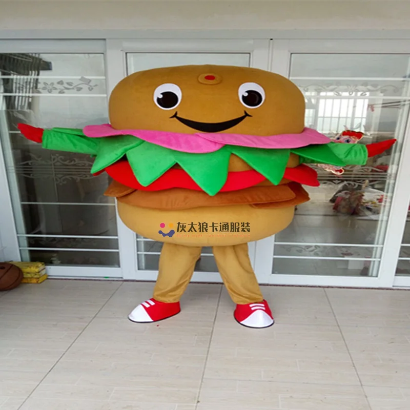 

New Burger Mascot Costume Adult Size Cartoon Ham Hamburg Hamburger Fast Food Theme Anime Cosplay Costumes Carnival Fancy