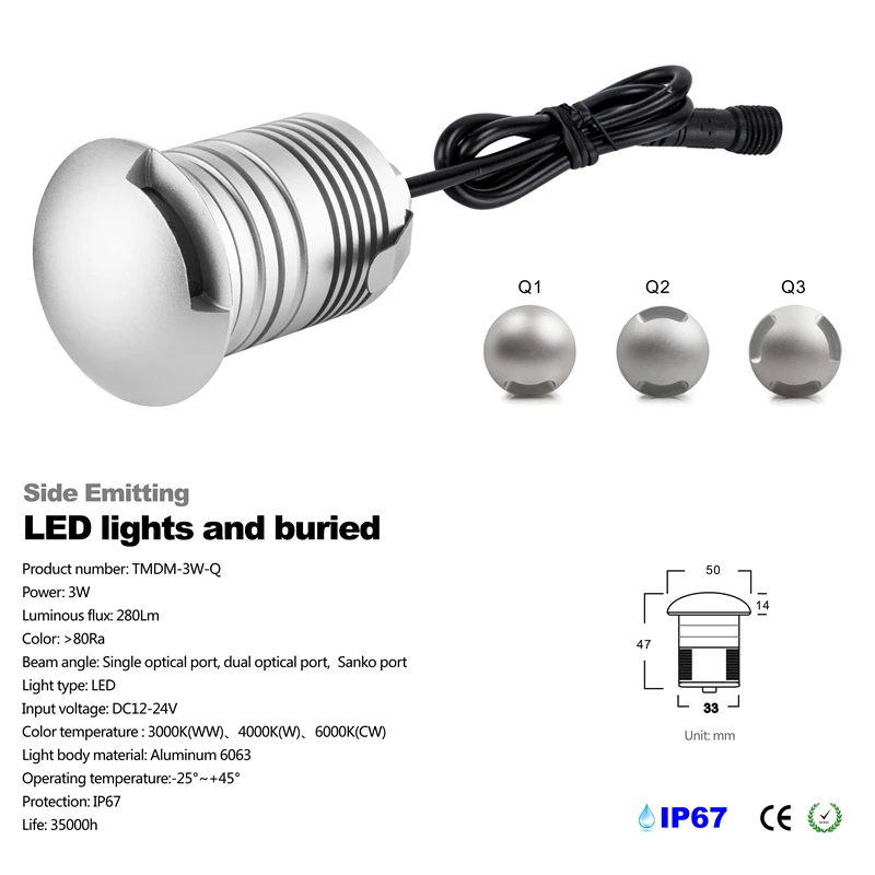 CREE LED IP67 12V 24V Открытый сад патио асфальтоукладчик встраиваемые напольные