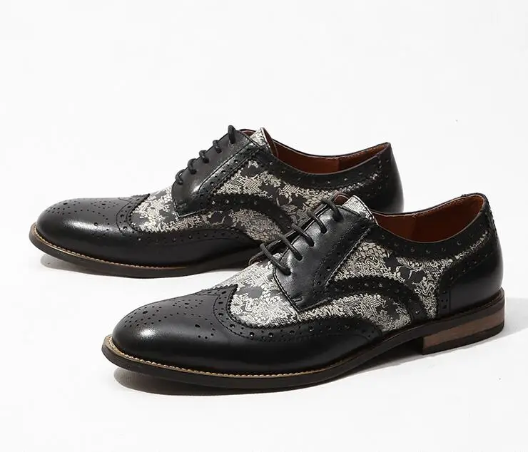 Dress Shoes Genuine Leather Men's Brogue Carved Smart Casual Pointed Toes Printed Lace Up Classical Black Mix Colour Flats Shoes
Dress Shoes Genuine Leather Men's Brogue Carved Smart Casual Pointed Toes Printed Lace Up Classical Black Mix Colour Flats Shoes