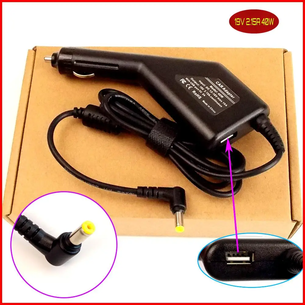 Laptop DC Power Car Adapter Charger 19V 2.15A + USB for Acer Aspire One A110L A150L A150X A0A110 AOD150 AOD255 AOD260 D255
Laptop DC Power Car Adapter Charger 19V 2.15A + USB for Acer Aspire One A110L A150L A150X A0A110 AOD150 AOD255 AOD260 D255