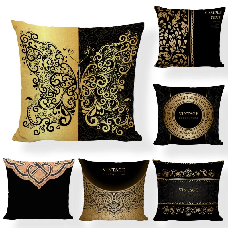 Retro Geometric Cushion Cover 17*17 Inch Stitching Golden Pattern Black Background Butterfly Rock Chair Garden Decor Pillow Case
Retro Geometric Cushion Cover 17*17 Inch Stitching Golden Pattern Black Background Butterfly Rock Chair Garden Decor Pillow Case