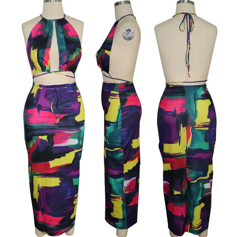 Summer Women Sexy Maxi Dresses Halter Backless Boho Graffiti Printed Ankle-length Bodycon Dress Sleeveless Club Wear Beach Dress
Summer Women Sexy Maxi Dresses Halter Backless Boho Graffiti Printed Ankle-length Bodycon Dress Sleeveless Club Wear Beach Dress