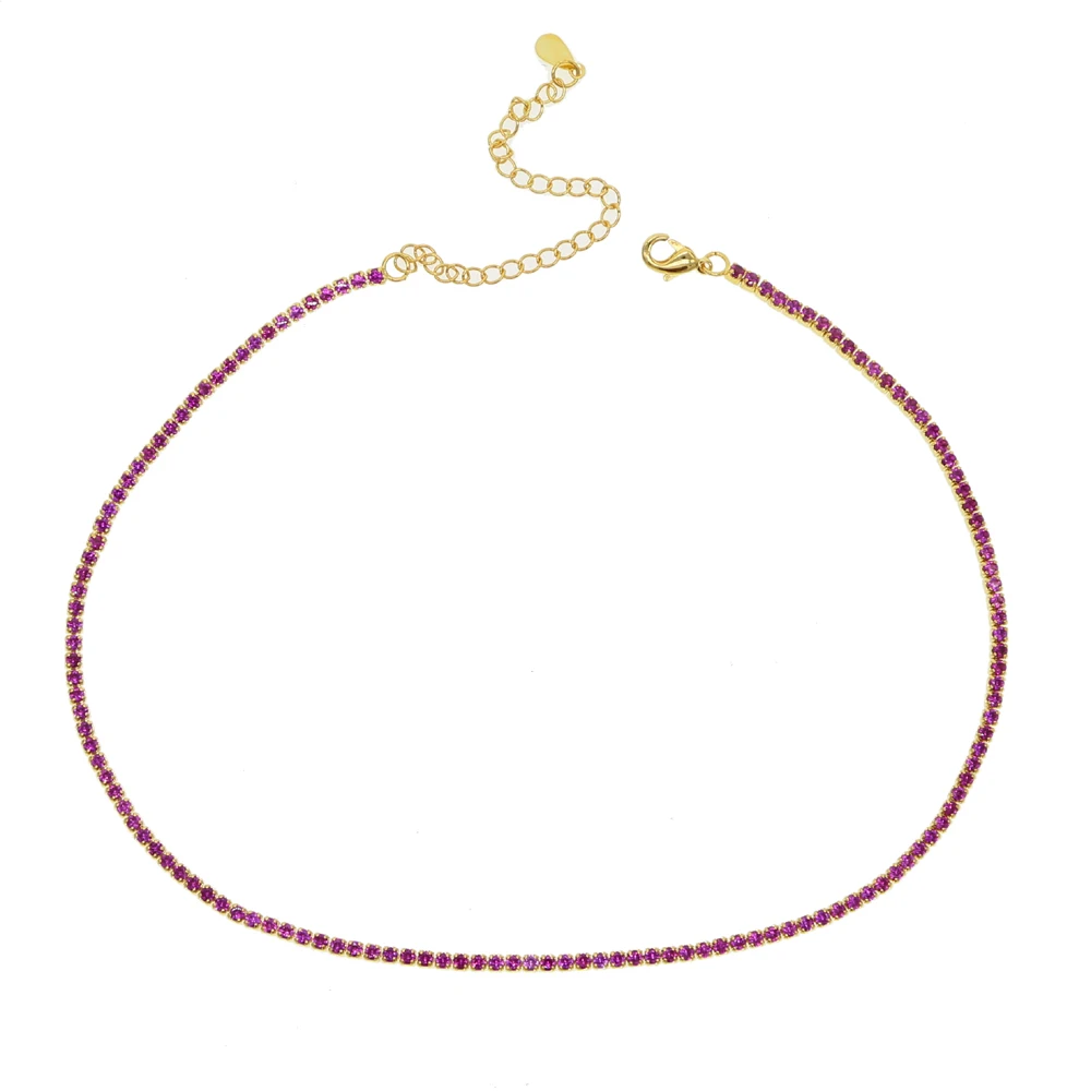 Женское Ожерелье 3 вида цветов 2 мм с фианитом rainbuw красное блестящее ожерелье