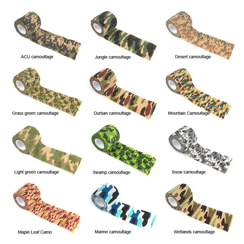 

5CM X 4.5M Self-adhesive Non-woven Camouflage Woodland Gun Stealth Duct Tape Tactical Military Paintball Hunting Camo Rifle Wrap