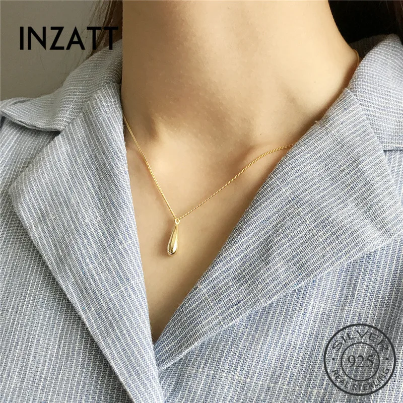 INZATT Cute Simple Elegant Water Drop Choker Pendant Necklace Real 925 Sterling Silver For Women Fashion Jewelry Gold Color gift
INZATT Cute Simple Elegant Water Drop Choker Pendant Necklace Real 925 Sterling Silver For Women Fashion Jewelry Gold Color gift