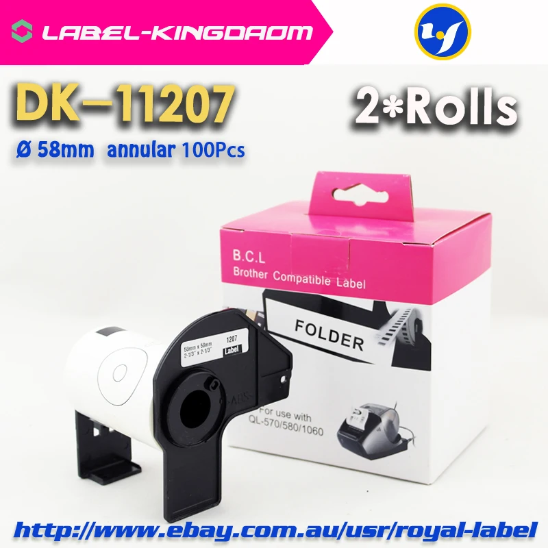 2 Refill Rolls Compatible DK-11207 Annual CD Label 58mm Diameter 100Pcs Compatible for Brother Label Printer White Paper DK-1207
2 Refill Rolls Compatible DK-11207 Annual CD Label 58mm Diameter 100Pcs Compatible for Brother Label Printer White Paper DK-1207