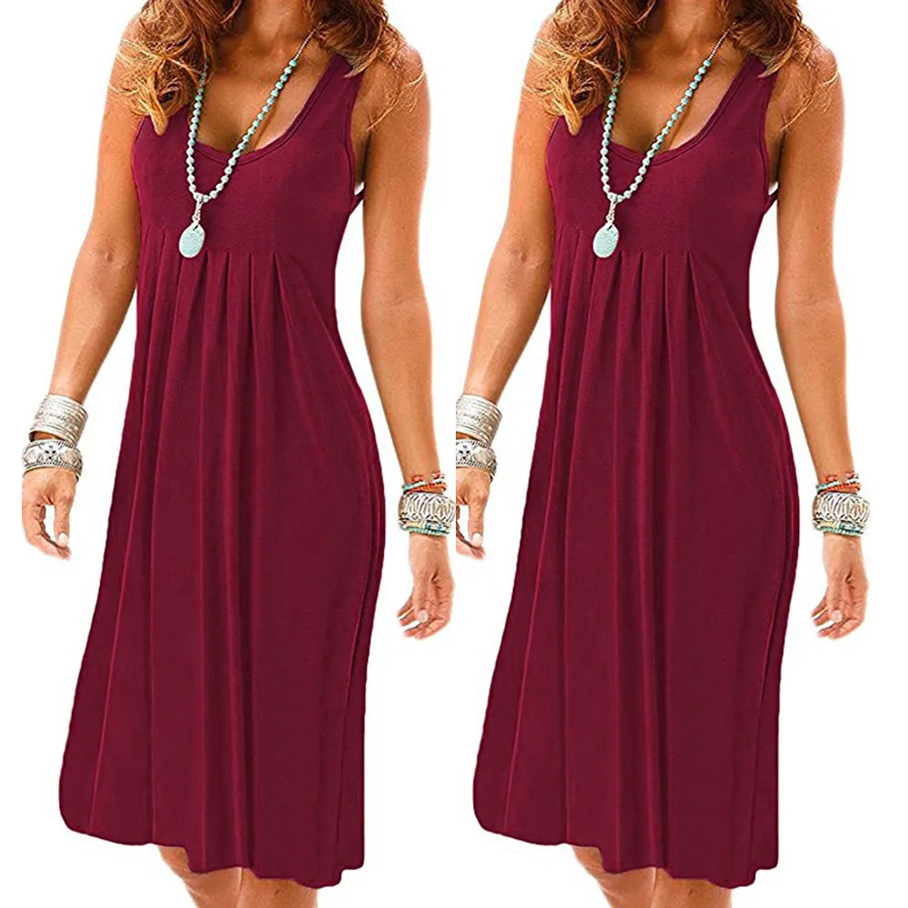 Women Dresses Women Summer Sexy Solid Sleeveless Plain Pleated Casual Mini Dress vestidos femininos
Women Dresses Women Summer Sexy Solid Sleeveless Plain Pleated Casual Mini Dress vestidos femininos