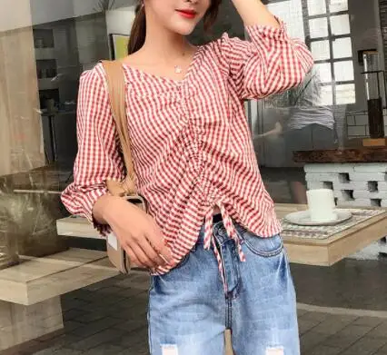 women Shirts Spring Autumn 2022 New Loose female V Neck Plaid casual Puff Sleeve tops
women Shirts Spring Autumn 2022 New Loose female V Neck Plaid casual Puff Sleeve tops