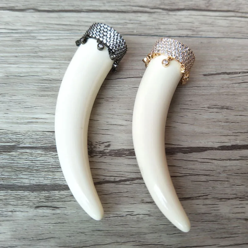 5Pcs Unique Tusk Horn ox bone Pendant,CZ zircon Micro pave crystal Charm DIY Jewelry necklace making supplies PD706
5Pcs Unique Tusk Horn ox bone Pendant,CZ zircon Micro pave crystal Charm DIY Jewelry necklace making supplies PD706