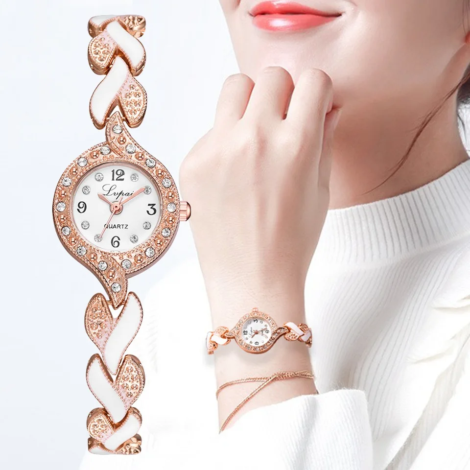 

Часы наручные Lvpai женские кварцевые, брендовые Роскошные модные повседневные, с браслетом, с кристаллами под платье