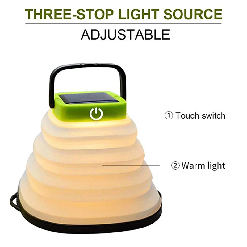 Solar Powered Camping Light Lantern LED Tent Hanging Flashlight Waterproof Collapsible Lamp Work Table Lamps | Лампы и освещение