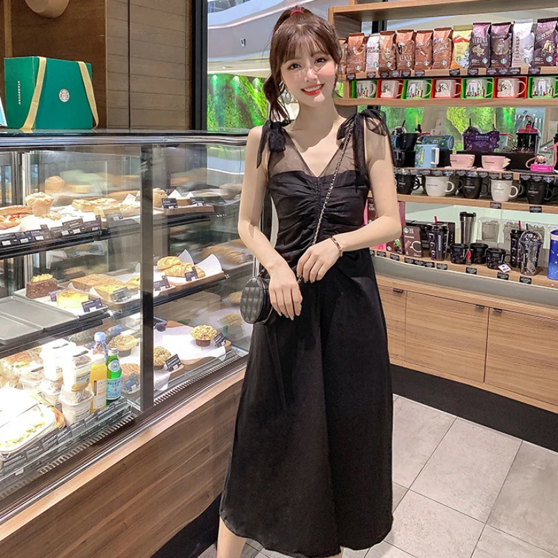 Summer 2019 Korean Casual Elegant Ladies Dresses A-Line Pleated Ladies Dresses Plus Size Mesh Patchwork Black Dress Ropa Mujer
Summer 2019 Korean Casual Elegant Ladies Dresses A-Line Pleated Ladies Dresses Plus Size Mesh Patchwork Black Dress Ropa Mujer