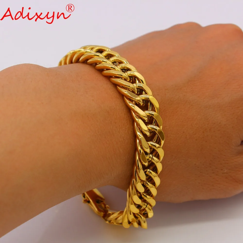 Adixyn Copper Bracelet Men Jewelry Gold Color 21CM 13 MM Thick Cuban Link Chain Mens Bracelets Ethiopian African Gifts N05076
Adixyn Copper Bracelet Men Jewelry Gold Color 21CM 13 MM Thick Cuban Link Chain Mens Bracelets Ethiopian African Gifts N05076